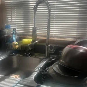 PHANCIR Modern Kitchen Faucet with Pull Down Sprayer Brushed Nickel Single Handle Compact Design Suitable for 1 or 3 Holes Fixtures