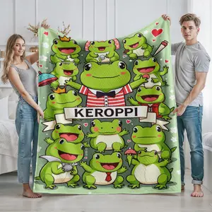 Cute Cartoon Frog Keroppi Pattern Plush Blanket for Home Living Room Use  Ideal Cozy Throw for Animal Lovers  Perfect Gift for Christmas  Birthday  Valentines Day  and Holiday Celebrations  Soft Warm Blanket for Relaxation and Decoration
