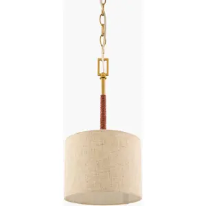 Gold Modern Pendant Light with linen details for kitchen islands or dining areas
