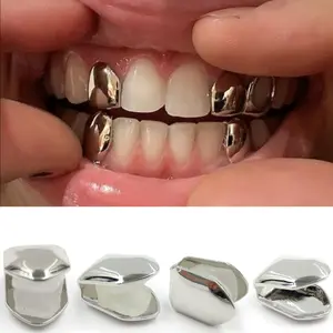 4Pcs Hip Hop Teeth Grillz - Copper, Halloween Costume Accessories, Party Wear, Unisex