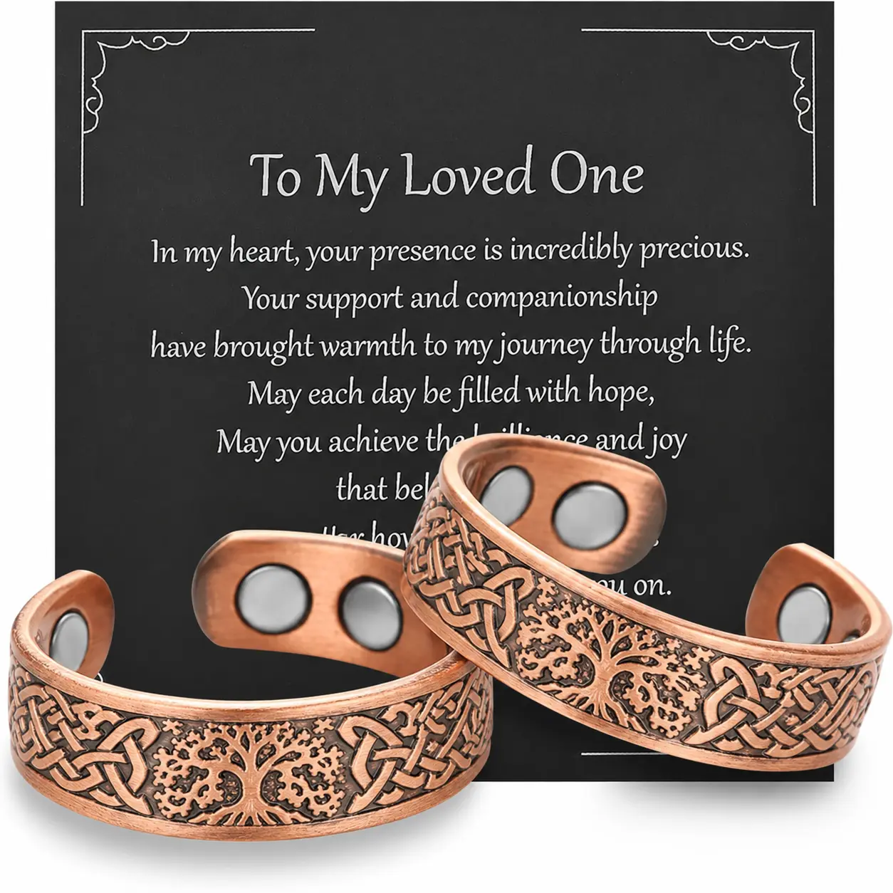 Copper Rings for Women Men Thumb Rings 99.99% Pure Copper Magnetic Ring 3500 Gauss Magnets, Copper Jewelry for Women, Adjustable Rings (2 PCS)