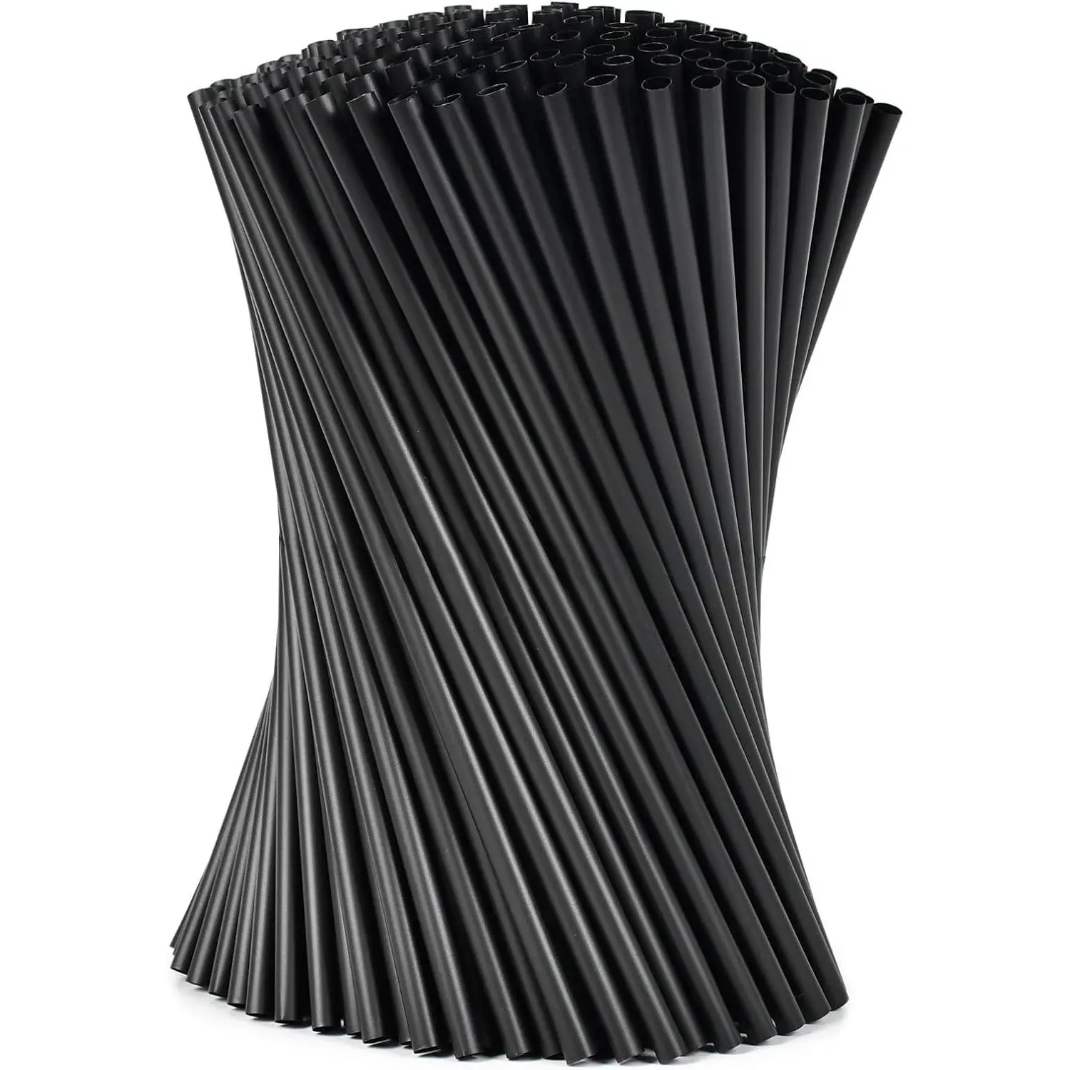 Plasticless 100 count PLA Disposable Drinking Straws Corn  Based Biodegradable Straws,  Compostable Stir Sticks Black  Straw Alternative to Plastic Straw for Party Drinks