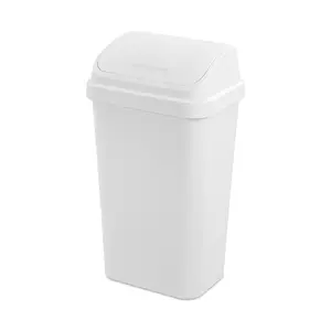 Sterilite 13 Gal Swing Top Lidded Wastebasket Kitchen Trash Can, White (12 Pack)