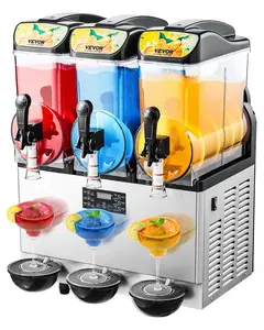 Commercial Frozen Drink Maker, 15Lx3 Triple Tank Slushy Machine, 180 Cups Stainless Steel Margarita Smoothie Frozen Drink Machine, Slushie Maker for Home Party Restaurants Cafe Bars