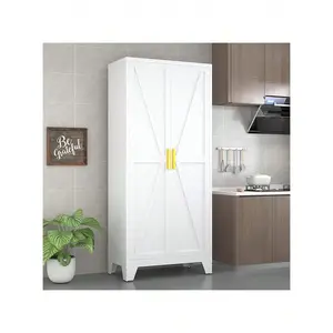 Tall Kitchen Pantry,Farmhouse Metal Storage Cabinet With 2 Doors And 4 Adjustable Shelves,Freestanding Cupboard For Kitchen,Dining Room,Living Room, Laundry(71H) Curved Back PU Leather Chairs Set Handle Vertical Dresser Double Sliding Tub