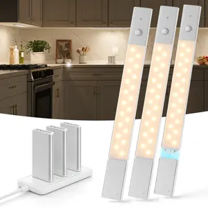 EZVALO Under Cabinet Lighting with Charging Station & 6 Swappable Batteries, Wireless Motion Sensor Light Indoor, 3 Color Temps & Dimmable & Magnetic LED Closet Lights for Kitchen, Stairs, Pantry, Home Decor Renter Friendly