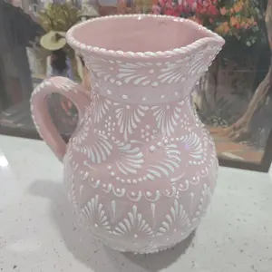 Pink with White Clay Pitcher