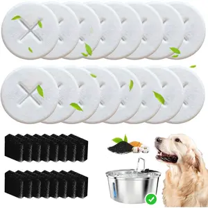 16+16 Pack Replacement Filters for Pawccoli 7L/1.8Gal  Water Fountain Stainless Steel, Includes 16 Filters & 16 Sponges