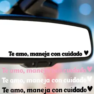 5PCS Te Amo Maneja Con Cuidado Car Rearview Mirror Stickers, Spanish Inspirational Message Decals, Waterproof Self-adhesive Inspirational Car Window Decals, Windshield Sticker, Sticker For Cars, Vehicle Exterior Decoration