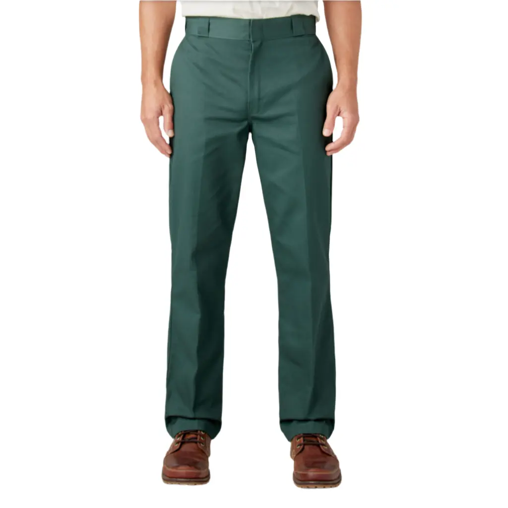 Dickies Men's Original 874® Work Pants - Hunter Green (D8740GH), Relaxed Fit, Straight Cut, All-Seasons Durable Twill Fabric, Reinforced Seams, Wide Tunnel Belt Loops, Functional Pockets, Men's Workwear Bottoms, Belt-Style Men's Pants, Button-Adorned Men'