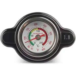 High Pressure Radiator Cap Cover, 1.8 bar Vehicle Radiator Cap Temperature Gauge, 1.85" x 2.55" Water Tank Sealing Cover, Universal for Suzuki, Yamaha Motorcycle ATV Models (Black)