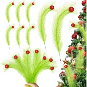 Christmas Tree Topper,17 Inch Christmas Tree Decorations,Red Green Christmas Tree Picks Ornaments for Tree Decorations