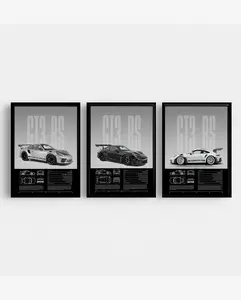 Set Of 3 Porsche 911 GT3 RS Car Poster Wall Art HD Print Unframed Aesthetic Room Home House Modern Wall Decor Trendy Gift.