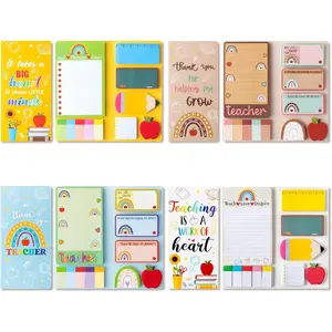4 Pack Teacher Themed Sticky Notes Set -  Boho Rainbow Shape Self-Stick Note Pads Teacher Appreciation  Writing Memo Pads Page Marker  to School Office Supplies, Each 550 Sheets