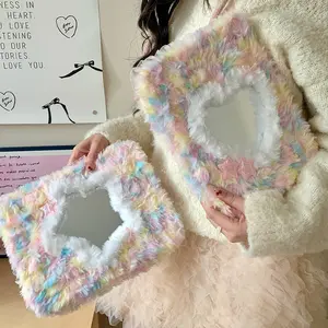 Star Mirror Color Plush iPad Case Pro 11 Anti-Bend Air 6/7 Pen Slot 10th Gen 10.9 Inch Rotating 360 Degree Tablet Cover Mini 7 Heart Design Tablet Protective Cover