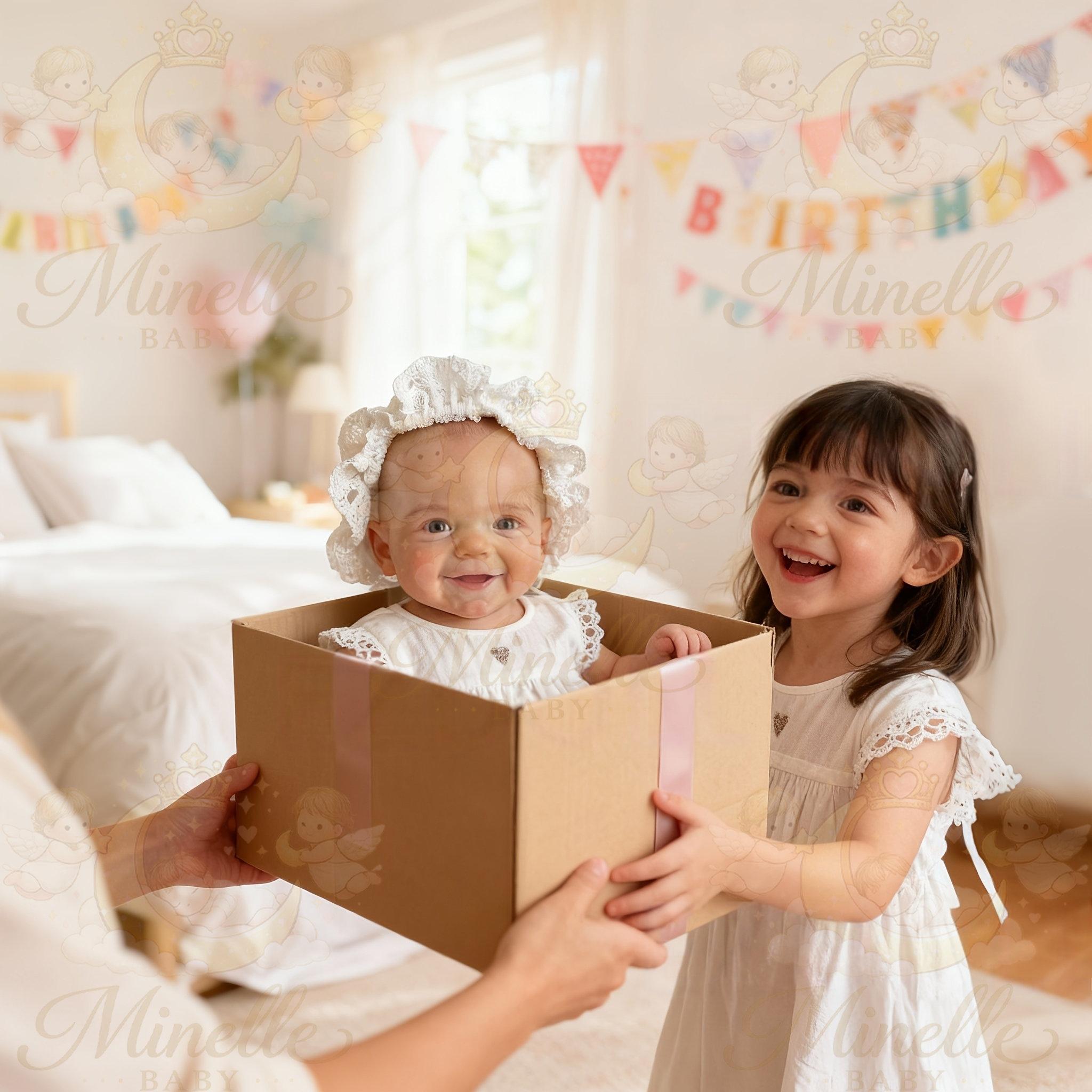 13" Handmade Lifelike Smiling Baby Girl Doll, Soft Silicone Reborn with Big Eyes, Gift for Kids & Collectors