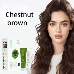 ZhiZhan Chestnut Brown Permanent Hair Color Cream, Ammonia-Free Gray Hair Coverage Home Hair Dye with Applicator Comb 120g