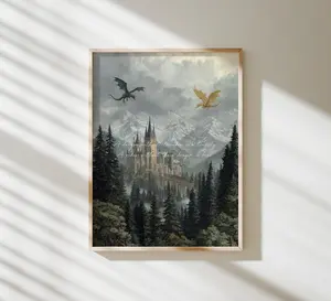 Fourth Wing Quote Print, Basgiath War College, Tairn & Andarna Dragon Art, Dragon Fantasy Wall Art Decor, Bookish Wall Poster Print (Unframed)