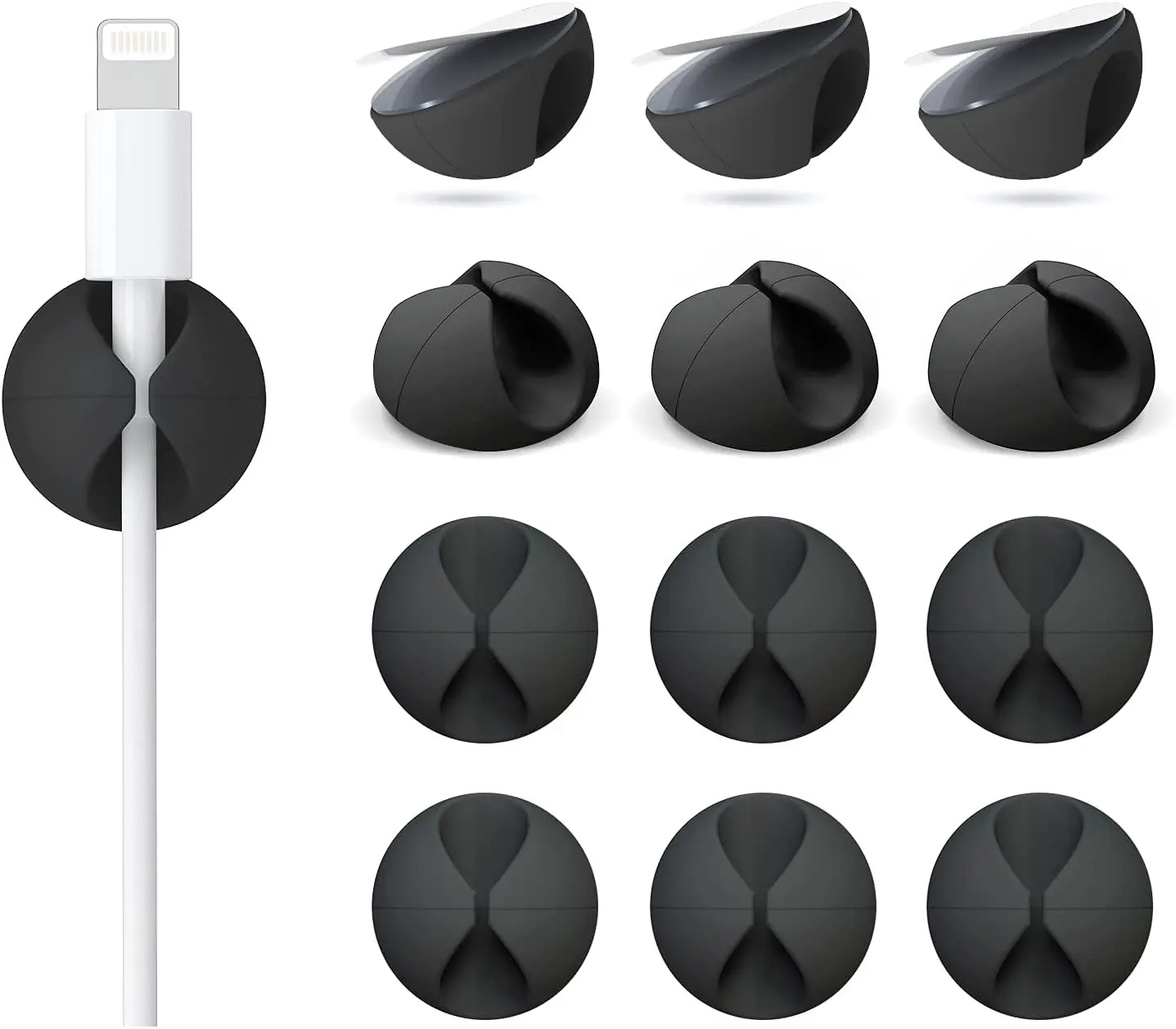 12-Pack Durable Acrylic Adhesive Cable Clips, Acrylic Holder Office Accessories for Desk Organization, Wire Management for Home & Office Ethernet Cables