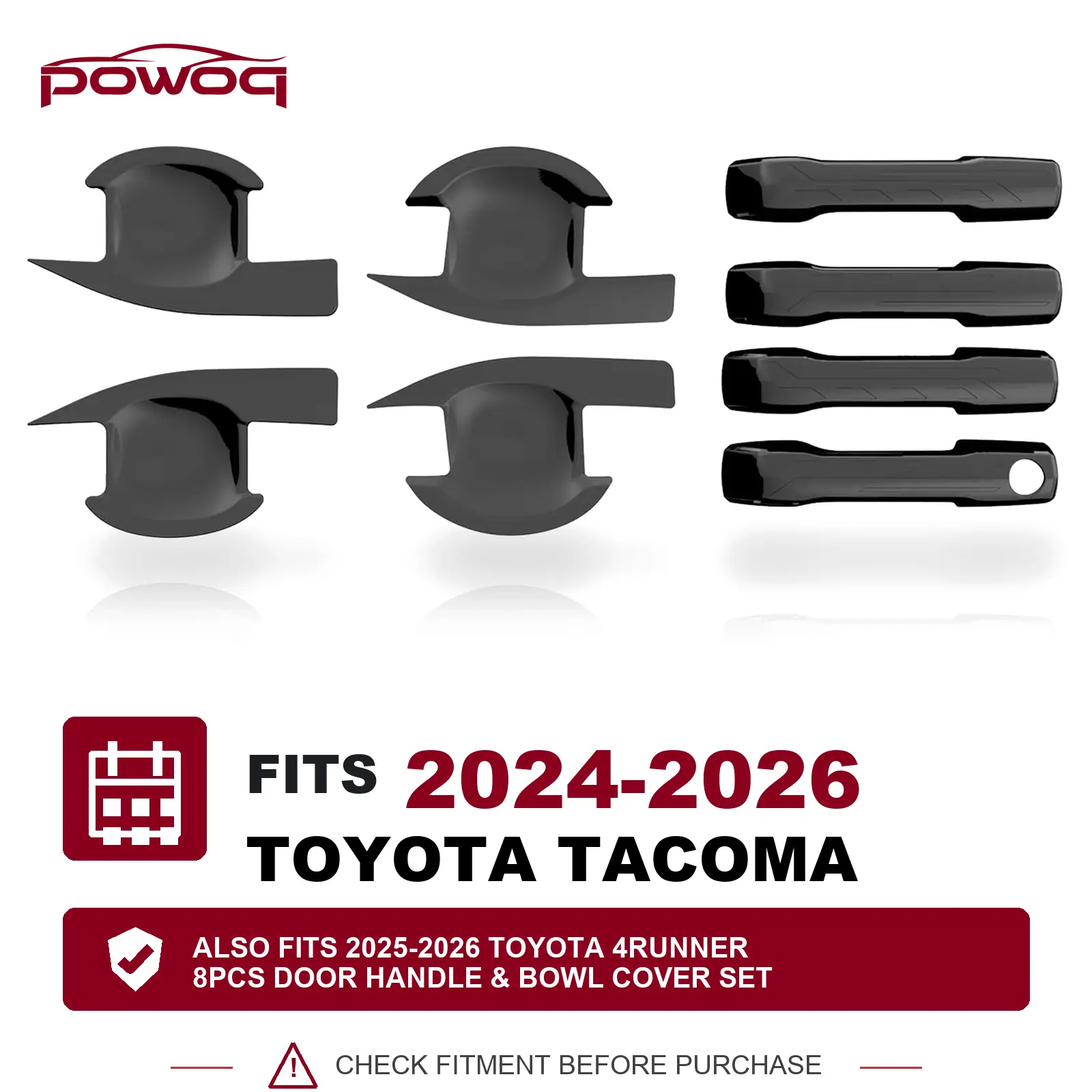 [Fits 25-26 4Runner & 24-26 Tacoma] Exterior Door Handle Bowl Cover Trim Compatible with 2025-2026 Toyota 4Runner 24-26 Tacoma Exterior Door Handle Cover Trim Glossy Black Replacement for 2025-2026 Toyota 4Runner Accessories