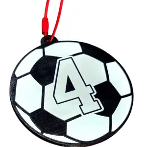 # 0-40 Customizable Sports Bag Tag Keychain Soccer Ball Design with Number 4 for Baseball Softball Basketball Soccer Volleyball All Seasons Use