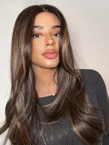 4x4 Glueless Wig TP2/30 Layered Wig HD Lace Curtain Bangs Wig Highlight Color Pre-Cut Lace Wear&Go Glueless HD Wigs Suitable for Any Occasion