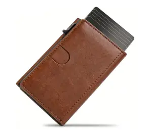 Men's Smart Wallet Minimalist Card Holder with RFID Blocking Upgrade PU Leather Pop-up Wallet for Daily Use Gift for Men