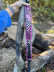 Pink Lighting Bolt Leather Carry Strap