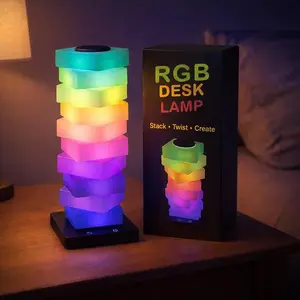 GLO-X Modular Color Changing RGB Night Light – Stackable LED Touch Lamp for Desk, Bedroom, Gaming & Kids Rooms | Great Gift