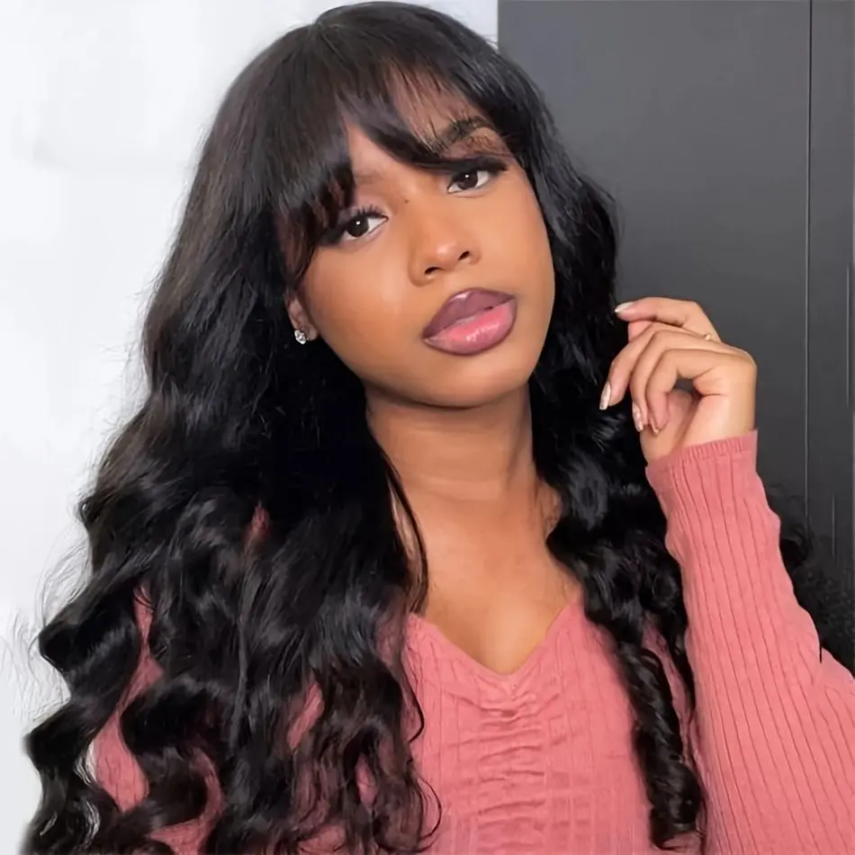 Alipearl Hair Glueless Body Wave Wigs with Ultra-thin Air Bangs 5x5 Lace Closure Wig Pre Cut Pre Plucked Human Hair #TikTokShopBackToSchool #SoHoChic