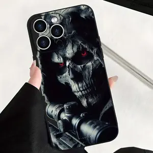 Reaper Skull Warrior Pattern Silicone Case for iPhone 16,15,14 Pro Max,13,12,11 Plus - Shockproof, Rugged, Durable Drop Protection Cover for Smartphone, Cellphone, Handheld Devices (Mobile Phone Accessories)