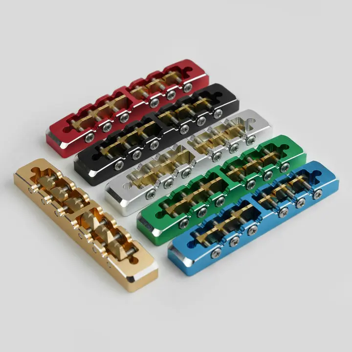 Guyker GMA-002 Lightweight CNC Machined Aluminum Guitar Bridge with Brass Saddles