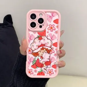 Strawberry Cake Pattern Phone Case Cover, Soft Silicone Material, Fits iPhone 7/8/x/XS/XR/XS Max/11/12/13/14/15/16/17 Pro Max, Gift for Women and Men, Birthday