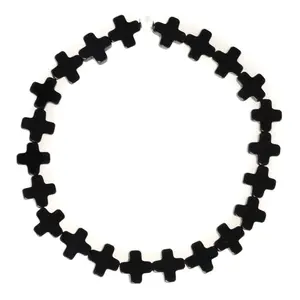 Black onyx mini cross unisex minimalist bracelet