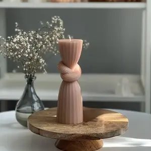 Silicone Resin Casting Mold, 3D Stripe Knot Column Design Mold, Irregular Shape Mold for DIY Candle Holder Decoration