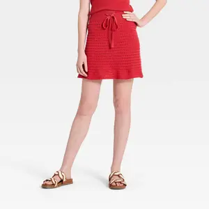 Women's Sweater Mini A-Line Skirt - Universal Thread Red M