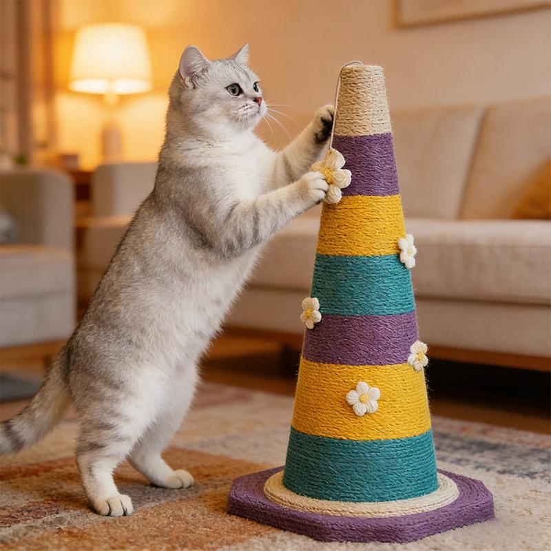 Premium Interactive Cat Tree Scratching Post – Durable Indoor Sisal Rope, Hanging Ball, Stable Base & Vibrant Design. Satisfies Natural Scratching Instincts & Protects Furniture.