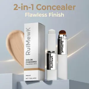 Color-Changing Foundation Stick 2-in-1 with Built-in Brush Creates Smooth, Flawless Matte Finish & Natural Look concealer