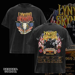 Vitage Lynyrd Skynyrd 60th Anniversary 1964 2024 Signatures American Tshirt, Lynyrd Skynyrd Shirt, Retro Music Tee, Rock Music Lover Shirt, Vintage Band Shirts Casual Comfort Cotton Fabric Fit Top , Top Men's and Women's Clothing . S