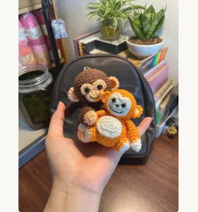 Handmade Punch Monkey Keychain, Crochet Punch Monkey Keychain, Amigurumi Monkey, Mother's Day Gift, Cute Handmade Gift
