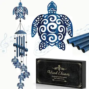 Sea Turtle Wind Chimes for Outside, Hanging Metal Windchime Sea Turtle  for Women/Men, Garden Wind Chime Patio,Yard Turtles Garden Decor Sympathy Memorial  for Mom Turtles Lover