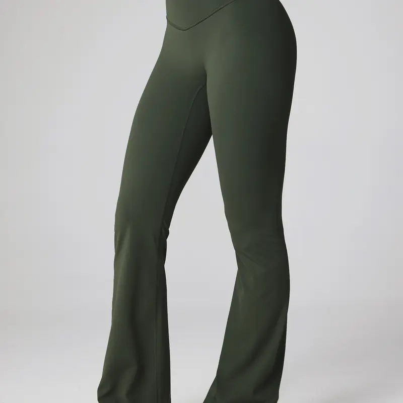 UNISSU Women's High Waisted Seamless Sculpt Flared Leggings - 33.5'' No Front Seam, Tummy-Smoothing Yoga Pants, Everyday Activewear Bottoms for Casual Fitness