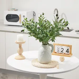 Set of 5pcs Artificial Olive Branches with Realistic Black Olives & Green Leaves - Lifelike Home Decor for Tabletop, Kitchen, Office - Elegant Decoration, Olive Decor, Kitchen Adornment