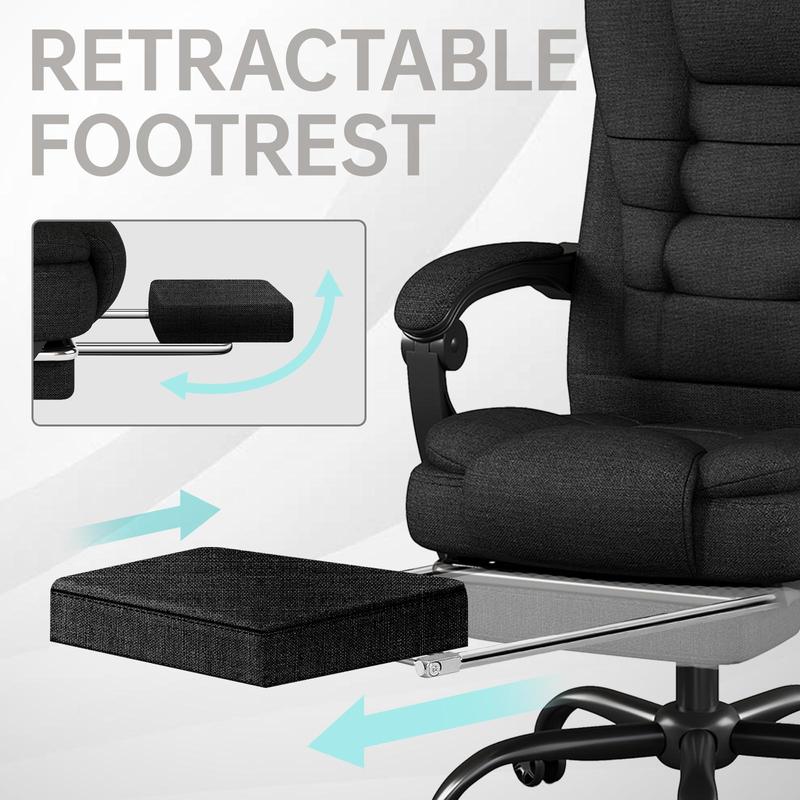 SITMOD Fabric Office Task Chair- Computer Ergonomic Desk Chair- High Back Executive Chairs Height Adjustable with Footrest Lumbar, 360° Swivel Gaming Office Desk Chair with Flip-up Armrest for Adult