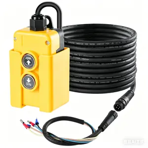 Briidea 4 Wire 12V Double Acting Hydraulic Pump Remote Control Switch for Dump Trailer Lift Gate Tipper Hoist with 2-Button Pendant Control and 15' Cord