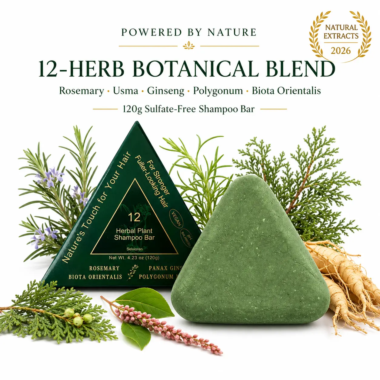 Selvioren 12-Herb Shampoo Bar | Post-Swim Chlorine & Saltwater Detox Cleanse | Usma Grass & Cedarwood Thickening Soap | Summer Pool & Beach Essential | Sulfate-Free Damage Relief For Fine Hair | Promotes Hair Density & Gloss | Plant-Based Scalp Care fathe