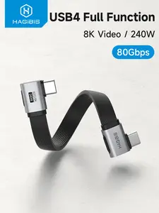 Hagibis Short 90 Degree Right Angle USB C to USB C Full FunctionType-C Cable 80Gbps 8K PD 240W Fast Charging for Thunderbolt 4/5 Laptop phone