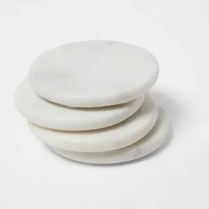 4pk Marble Coasters White