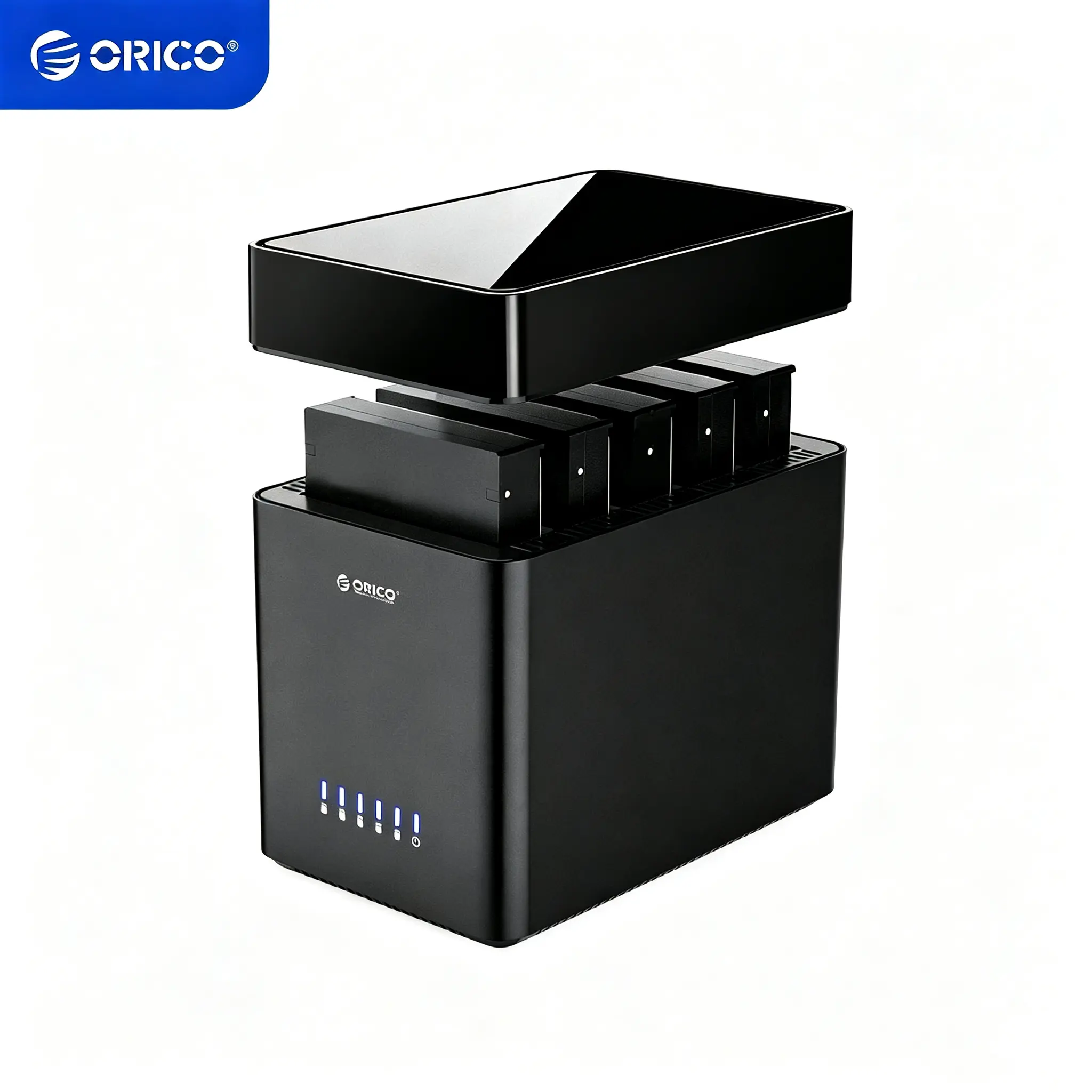 ORICO 5 Bay Hard Drive Enclosure USB C/A to SATA Magnetic Tool-Free External HDD Docking Station Case with 12V/6.5A Power Adapter for Family Storage Supports 2.5/3.5 inch Drives Max 110TB (5x22TB) - DS500