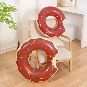 Children Teenagers Adults Inflatable Swimming Ring Doughnut Design Thickened PVC Material Durable Safe Float Tube Inflatable Floater Inflatable Circle for Water Fun